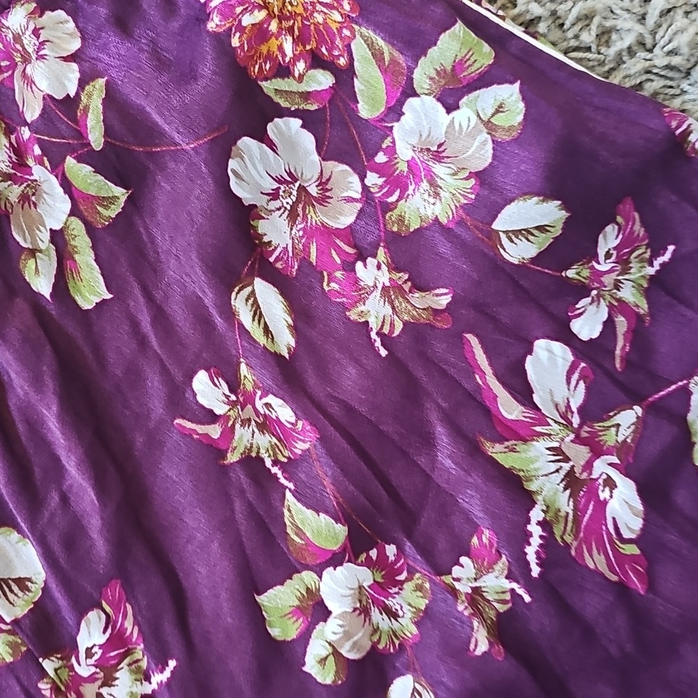 NWT Harlowe & Graham Wide Leg Pants Silky Floral Large Pull-On Flowy Elastic - Picture 7 of 7